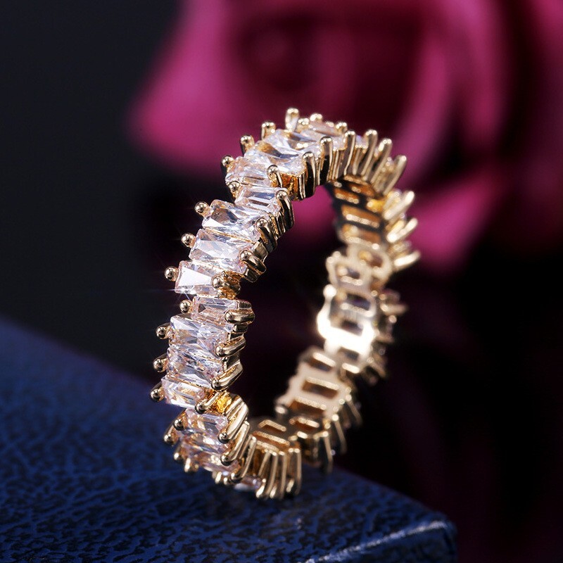 3.5 CT Simulated Diamond Band Ring Yellow Gold Plated Stunning Valentine’s Gift