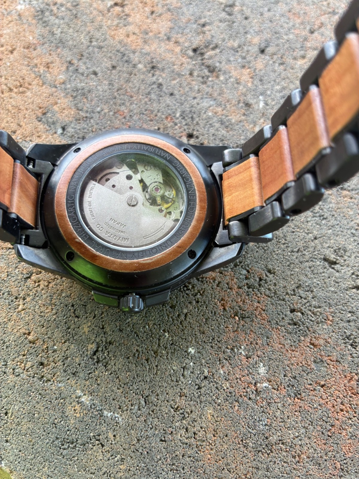 Mens’ Holzkern watch with Blue stone dial & wood and gunmetal bracelet