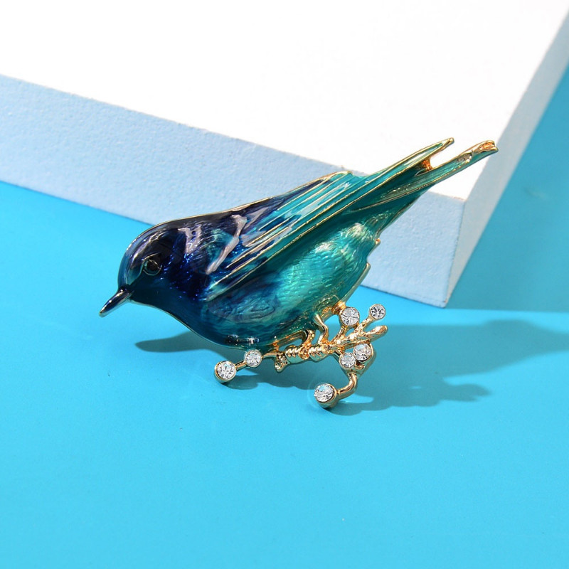 Fashion Enamel Bird Brooch, Cute Diamond Animal Brooch Jewelry Gift