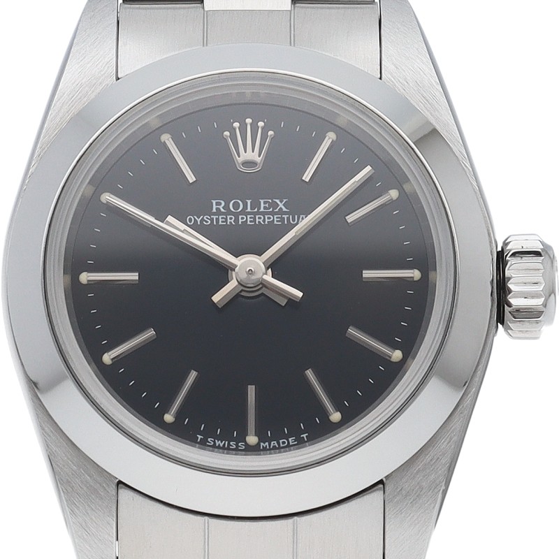 ROLEX Oyster Perpetual ladies watch 67180(U) Stainless Steel WomenWatch blac…