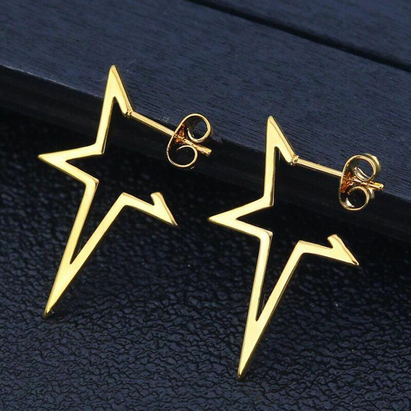 Stainless Steel Star Earings Punk Stud Earrings Pentagram Earring Womens Jewelry