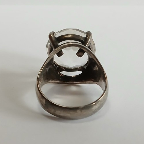 VINTAGE SWEDEN STERLING SILVER LARGE ROCK CRYSTAL RING SIZE 9