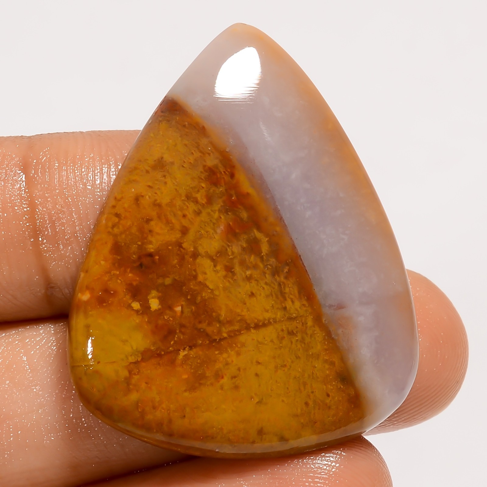 39 Ct Natural Seam Agate Loose Gemstone Heart Cabochon For Jewelry 35X27X4 mm