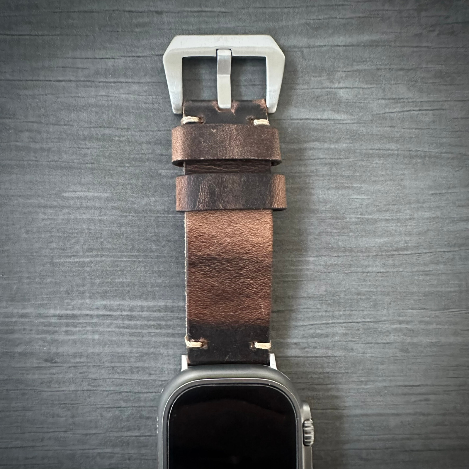 Thick Rustic Brown Leather Watch Strap Band For NEW Apple Watch ULTRA 1 2 49mm