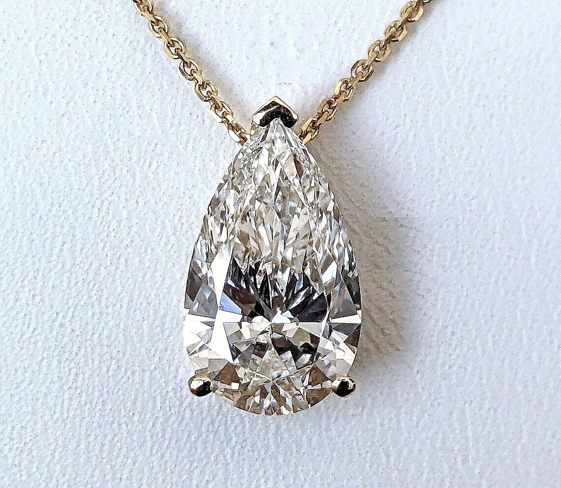 Rare 17 Ct Certified Treated Pretty White Diamond Solitaire Pendant, 925 Silver