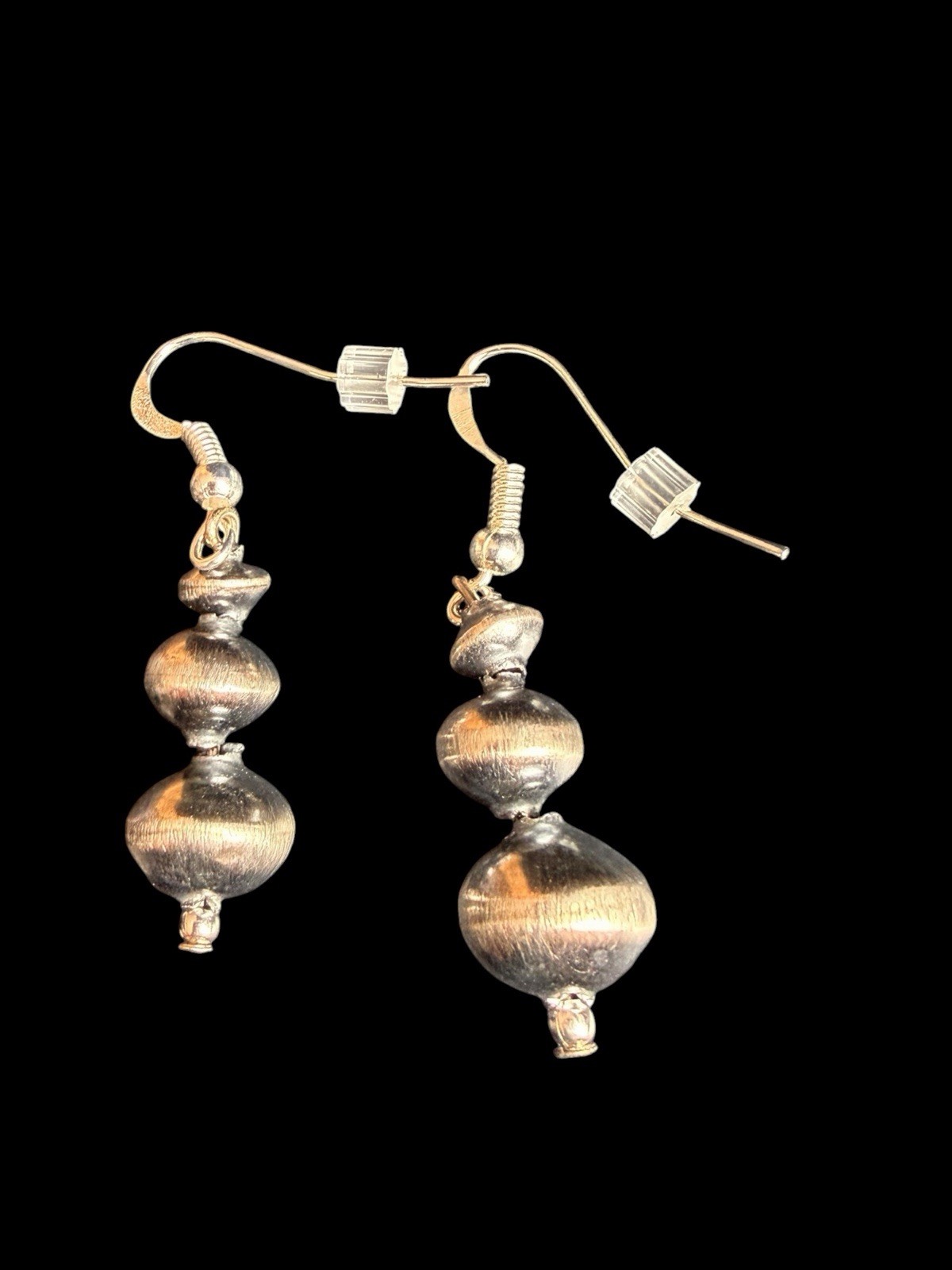 Handmade Navajo Treva Jim Sterling Silver Pearl Drop Hook Earrings