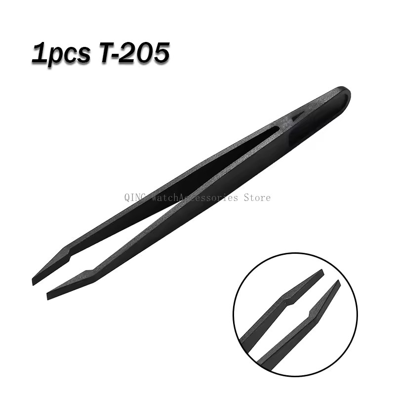 8pc Antistatic Carbon Fiber Tweezers Black Plastic Watchmaker Repair Tool Kit