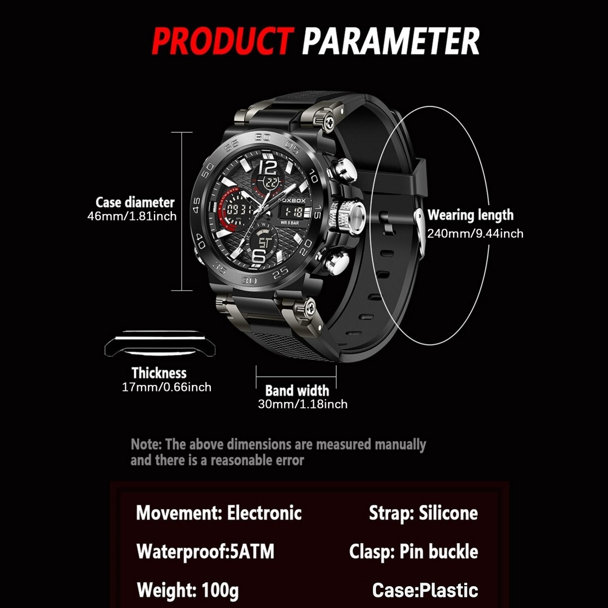 Men’s Watch Quartz Date Luminous Big Dial 5ATM Waterproof Man Casual Wristwatch