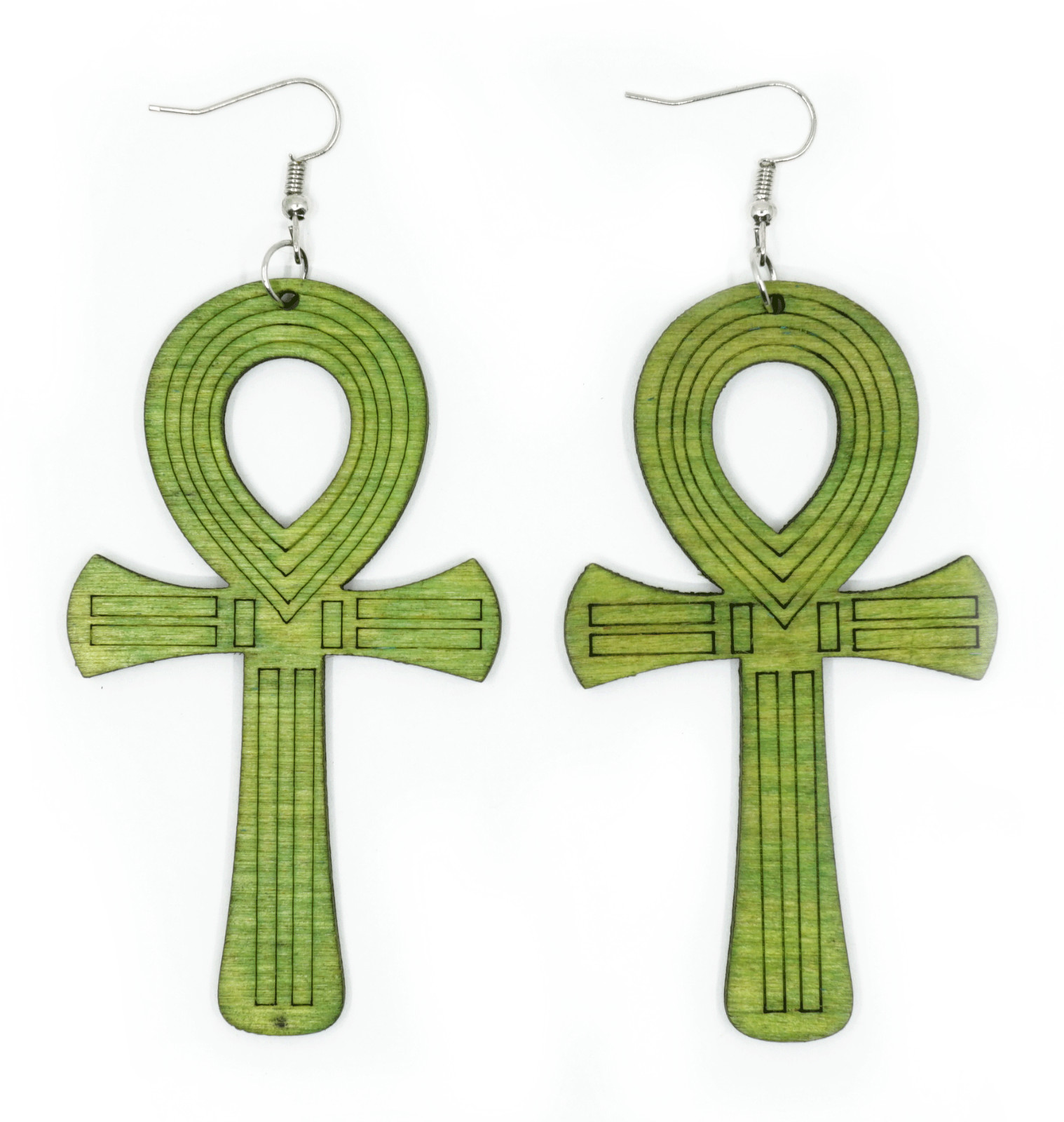TB Colorful Wood Anka Ankh Cross Life of Symbol Fashion Jewelry Women Earrings