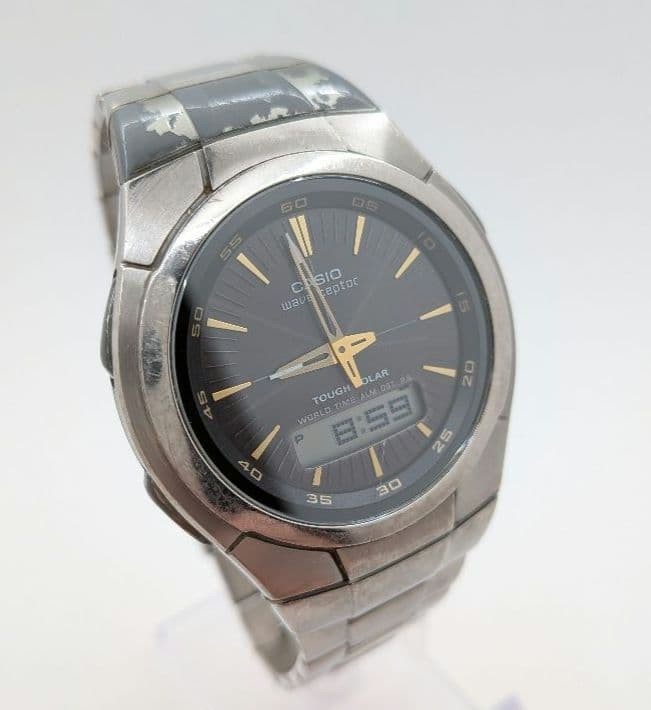 CASIO WAVE CEPTOR WVH-100TJ Analog-Digital Radio-Controlled Solar Watch 【USED】