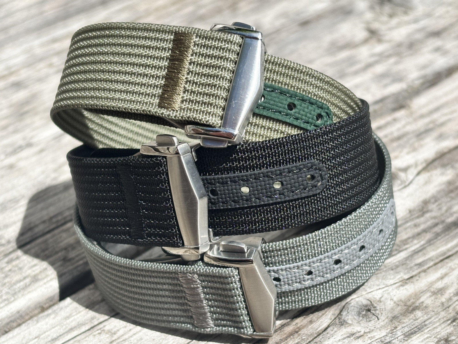 Premium Ribbed Nylon Watch Strap With Push button Deployment Clasp. 18/20/22 mm
