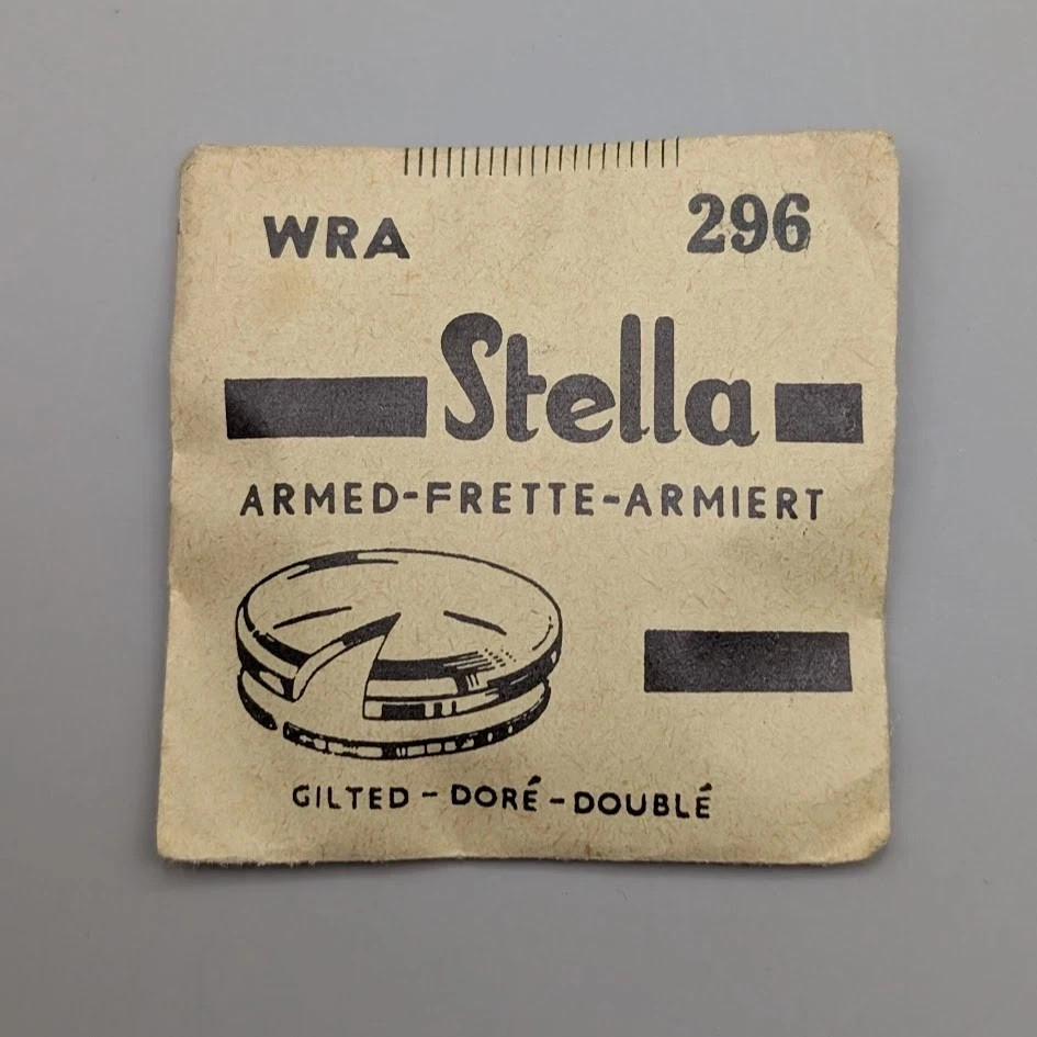 Stella Armored Gold Tension Ring Watch Crystal NOS Holland 26.8–32.7mm