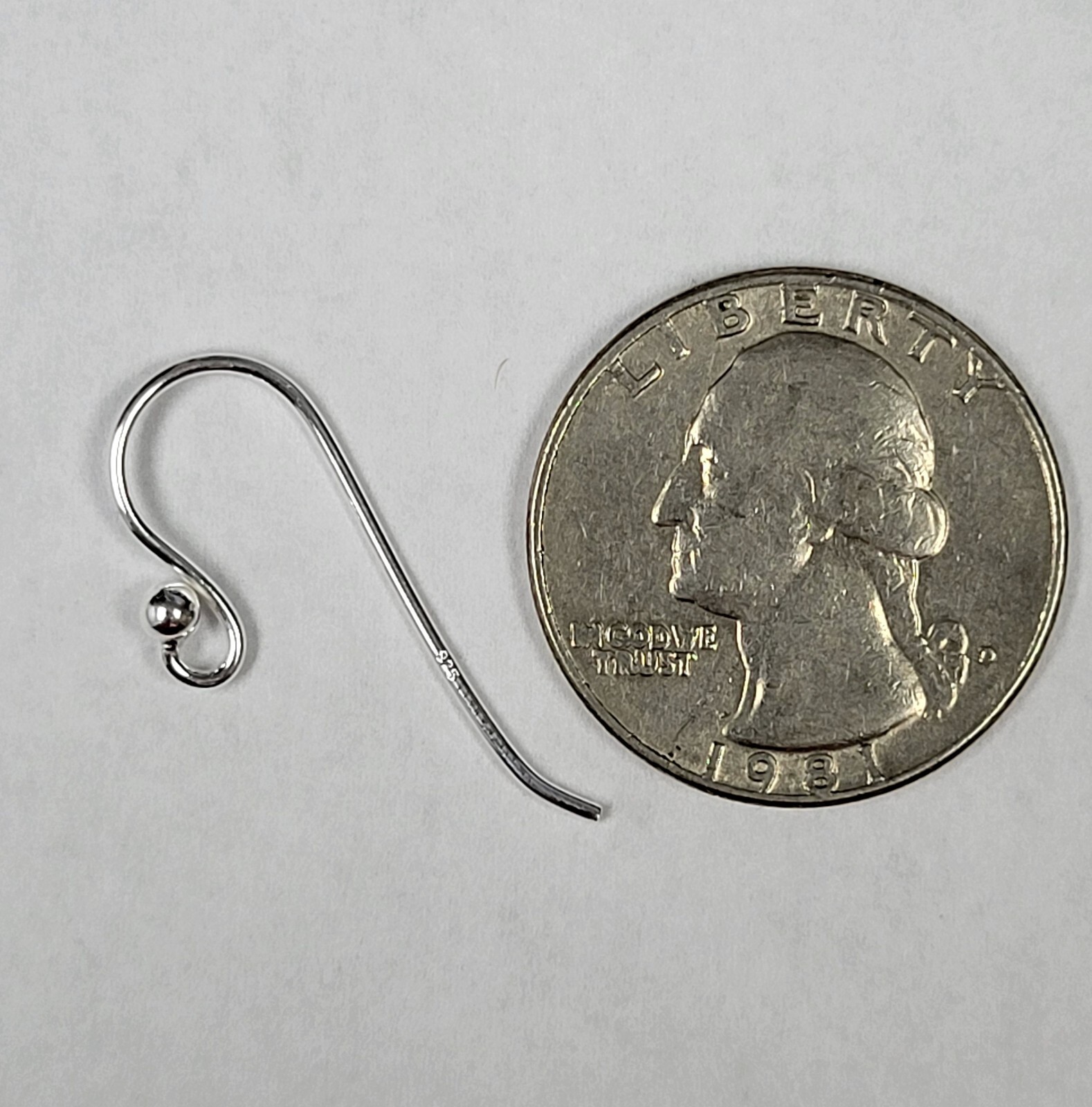 Sterling Silver Ear Hooks. Heavy Guage Earwires. Bead End Earring Findings. Ball
