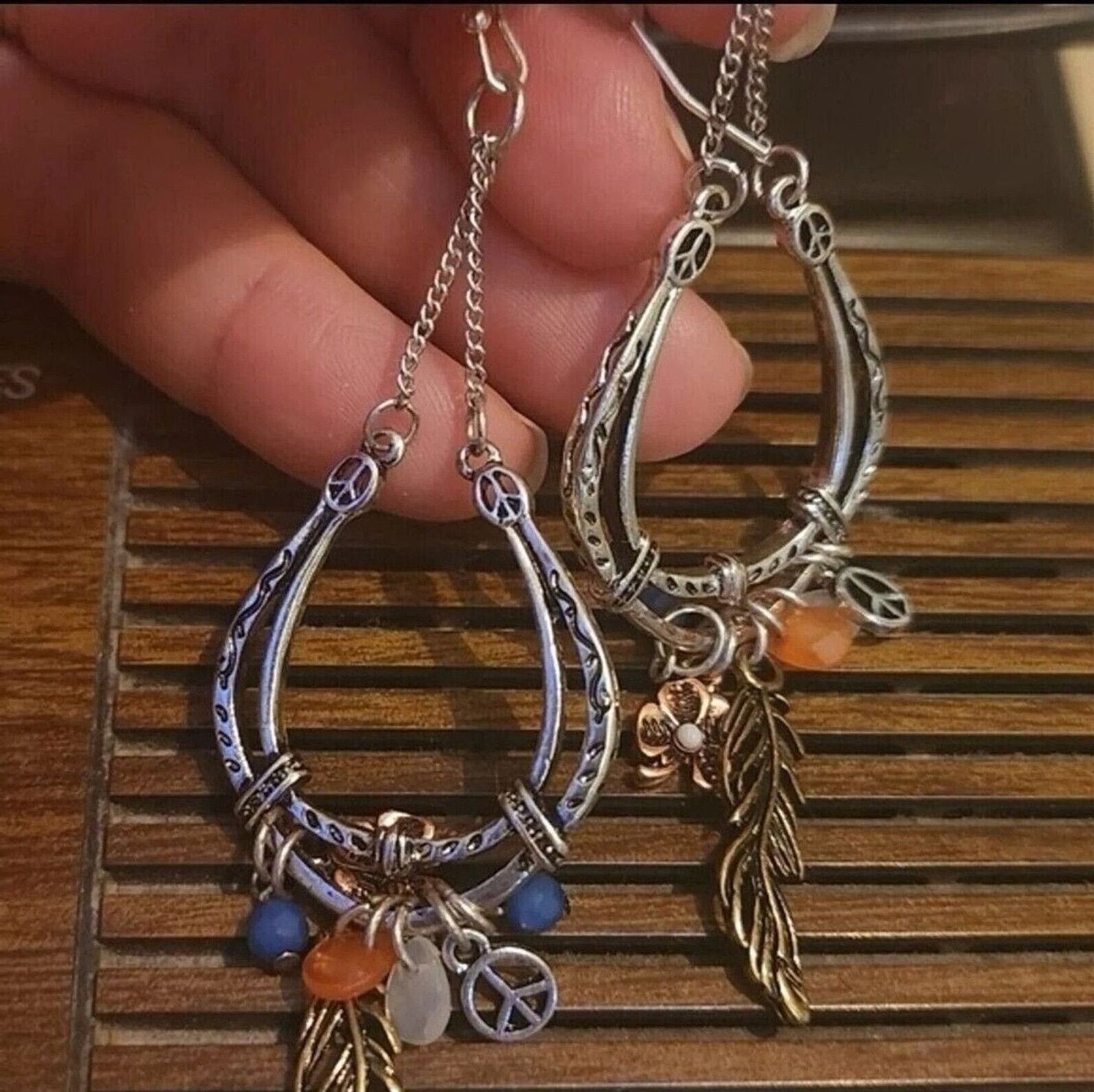 Chic Handcrafted Dangling Hoop Earrings with Chain Design Elegant