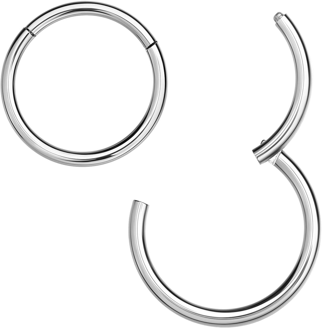 Elegant 316L Surgical Steel Clicker Hoop Nose Ring – 9mm, Multi-Color Options