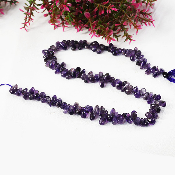 100.00 Cts / 13 Inches Natural Untreated Drilled Purple Amethyst Beads Strand