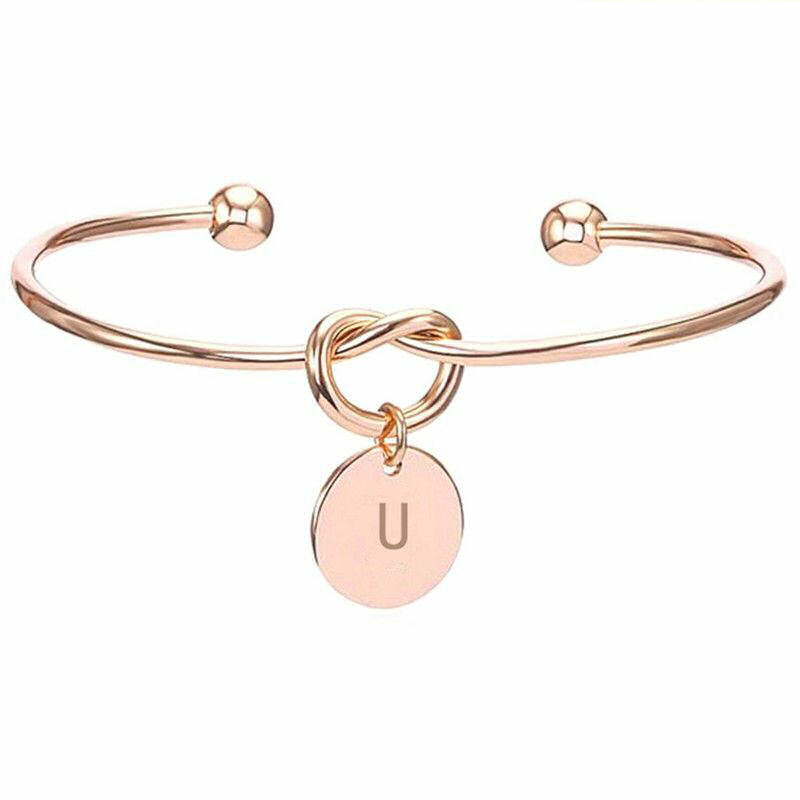 Personalized Bracelet Initial Knot Monogram Bridesmaid Bangle 26 Letter UK Stock