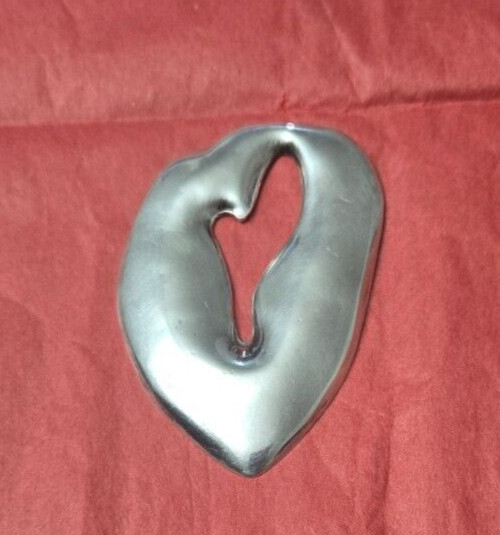 925 Sterling Silver Large 2 3/4 x 1 3/4″ Broken Heart? Pendant 24 Grams