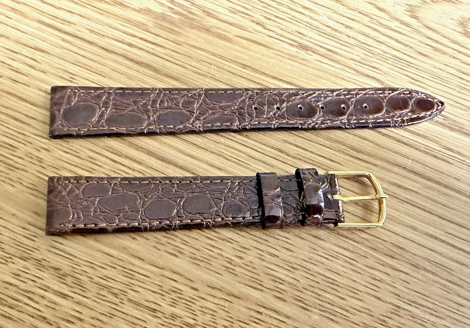 Vintage NOS 1960’s (5/8″) 16mm Brown Crocodile Calf Leather Watch Band
