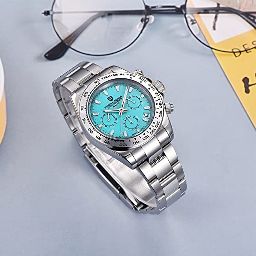 Pagani Design PD-1727 Chronograph Watch Sky Blue Sapphire Steel Quartz