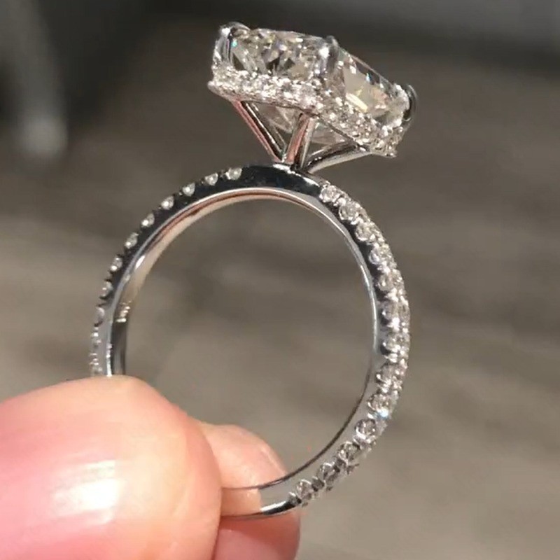 5.30CT Radiant Cut Lab-Grown Diamond 14k White Gold Women’s Hidden Halo Ring