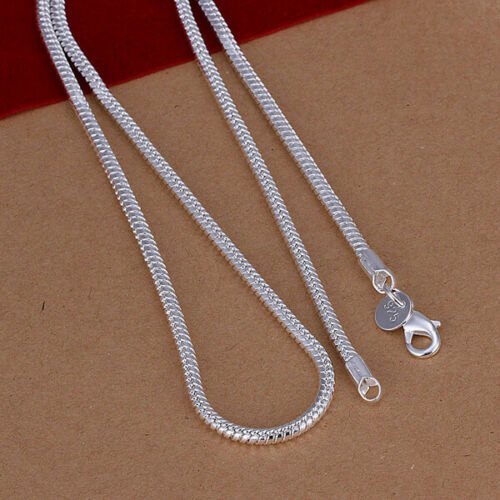 16″ – 24″ Mens Womens 925 Sterling Silver 3mm Wide Snake Chain Necklace #N230