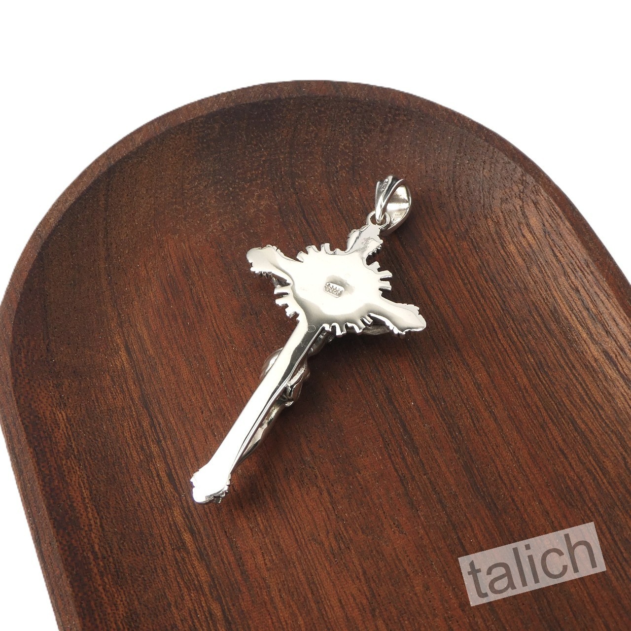 Solid 925 Sterling Silver Sacret Heart Jesus Crucifix Cross Pendant Men Unisex