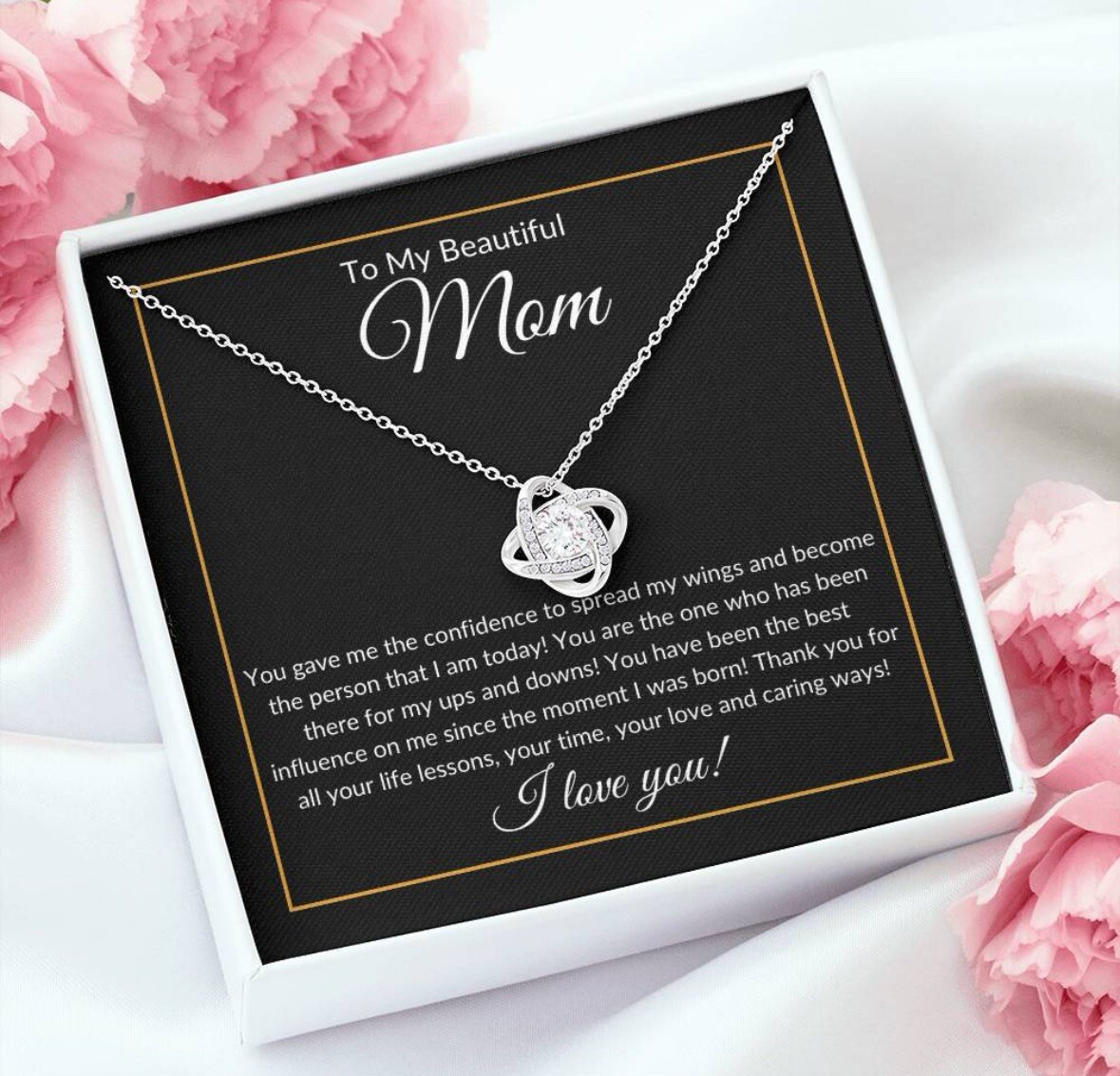 TO MY BEAUTIFUL MOM NECKLACE SOFT BOX GIFT HOLIDAY BIRTHDAY MOTHER’S DAY GIFT