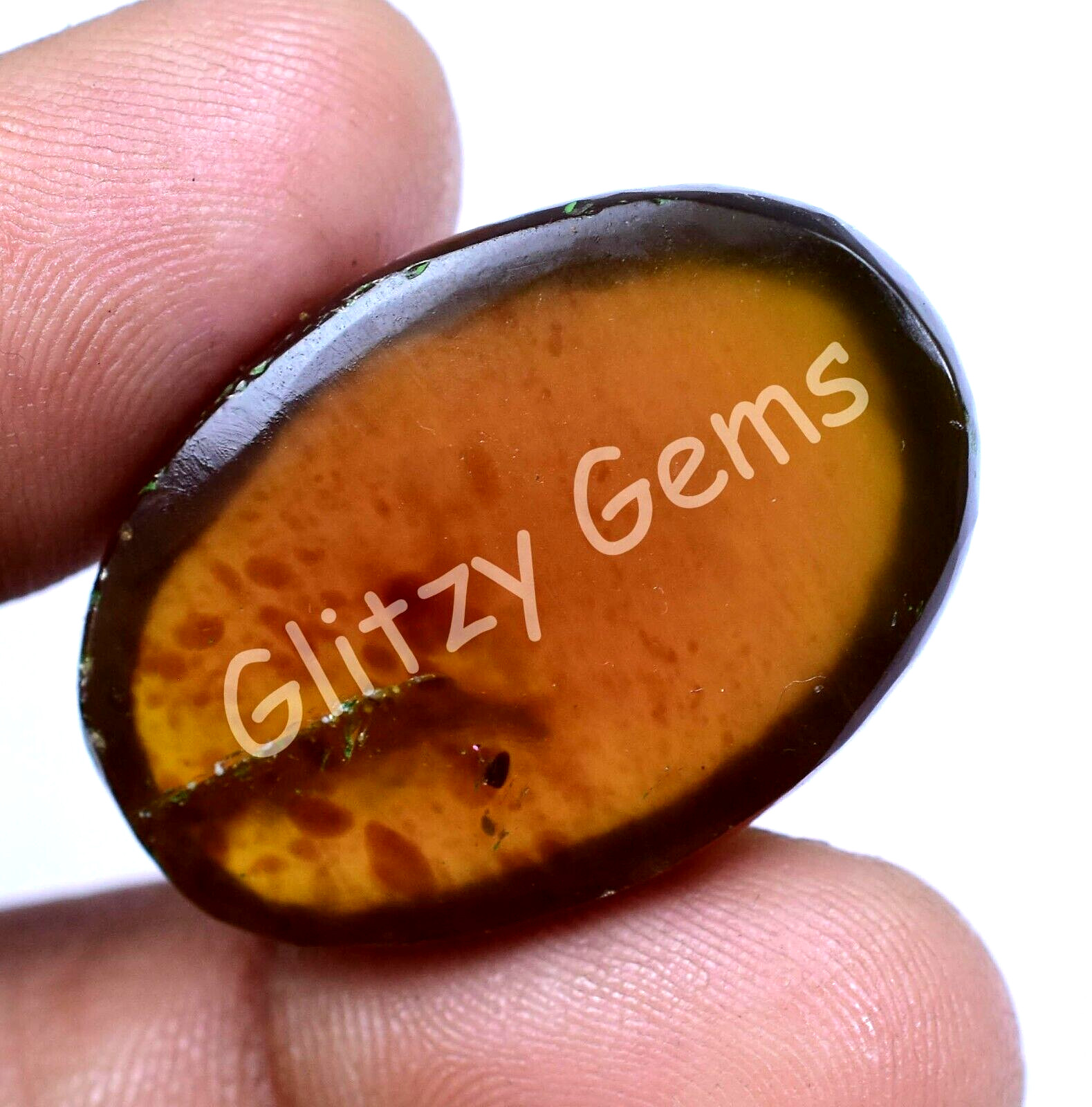 21.25 Ct Natural Tanzania Amber Fossil Insect Inclusion Cabo Certified Gemstone