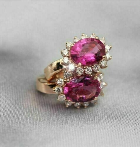 2Ct Oval Cut Simulated Pink Ruby Women’s Hoop Earring In 14K Yellow Gold Plated