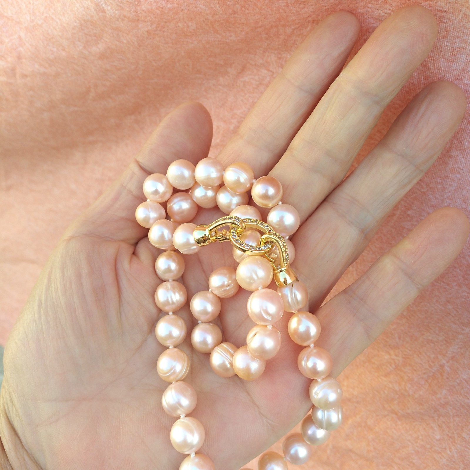 20inch Gorgeous Natural AAA 10-11mm South Sea Light pink Pearl Necklace