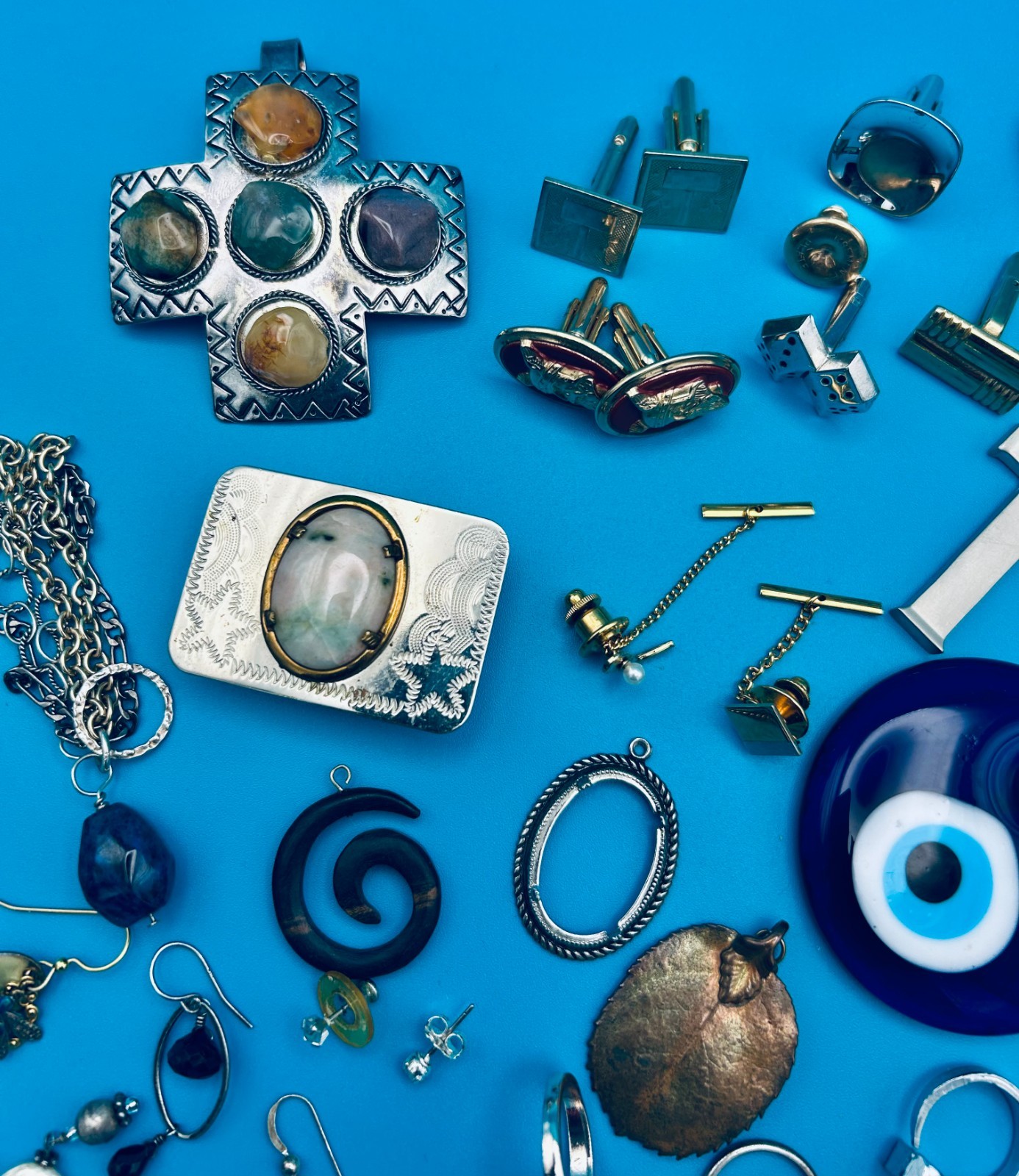 LOT Single Earrings Pendants Cuff Link Rings Buckle Charms Jewelry Designer