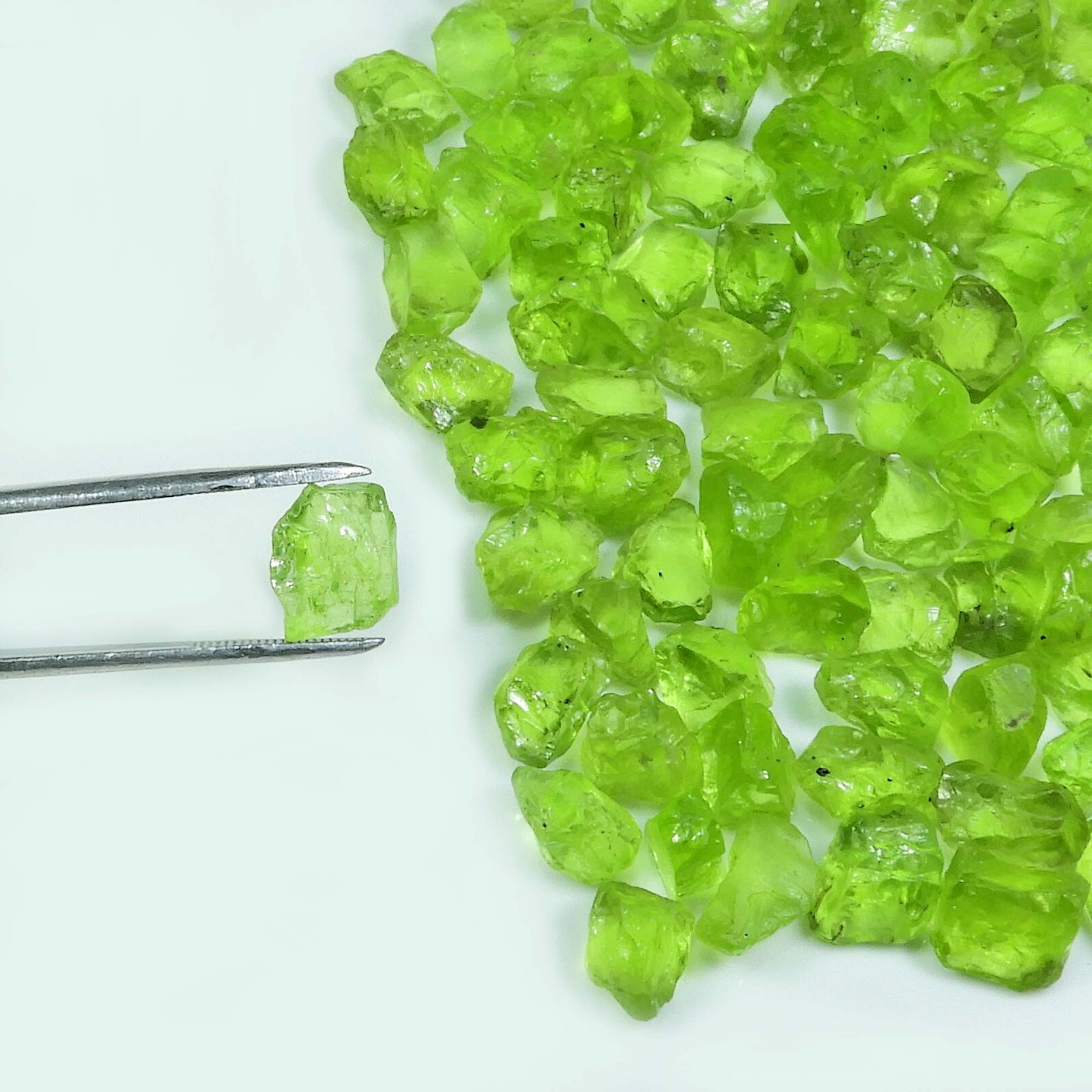 Natural Peridot Loose Gemstone Bright Green Crystal Rough Stone Jewelry Making