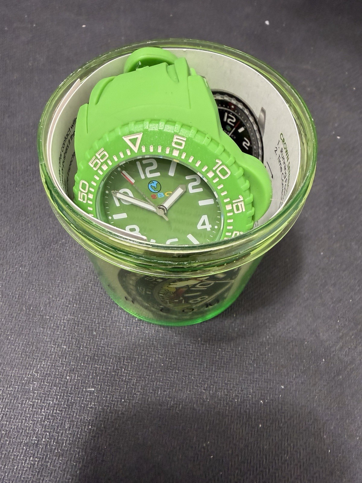 GEBO Time To Save The Earth Watch – Bright Green Diver – Old Stock