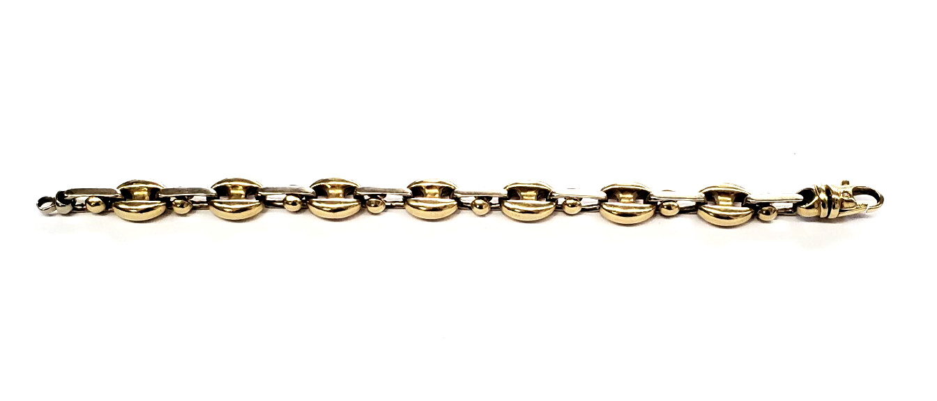 14K Solid Two-Tone Gold 11.8mm 8.25″ Anchor/Mariner Link Bracelet -63.9 grams
