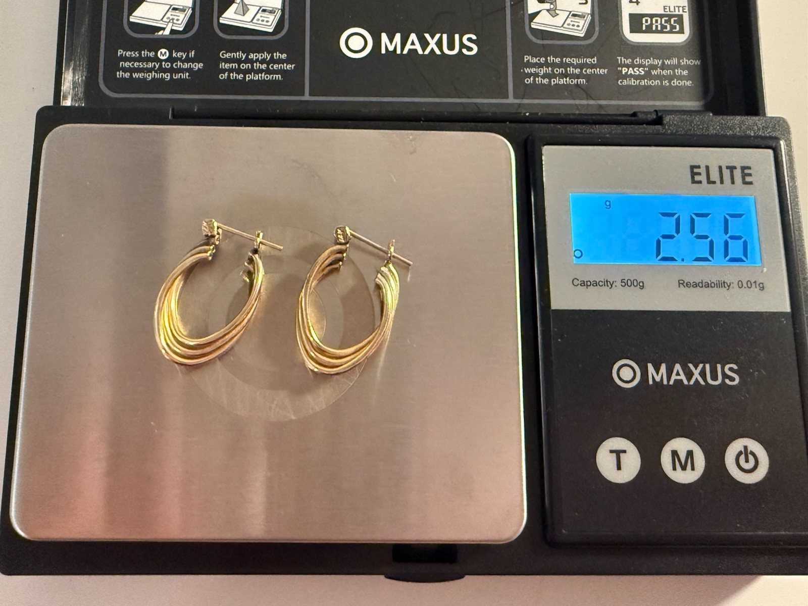 Classic 14K Yellow Gold Earrings 2.56 g Oval Multi Hoop 1″ drop