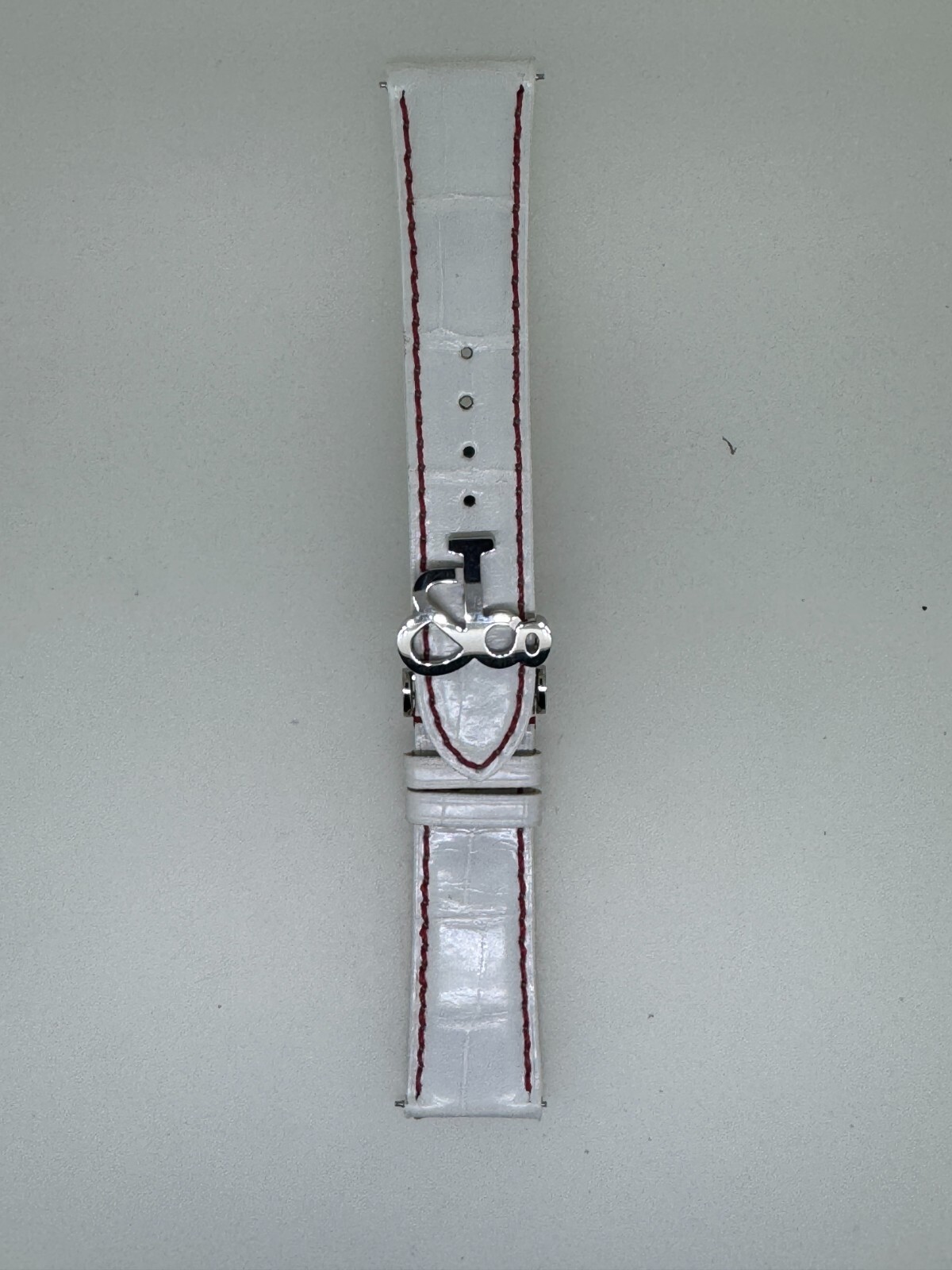 Jacob & Co. 20mm white with red thread Alligator Watch Band Strap Deployment