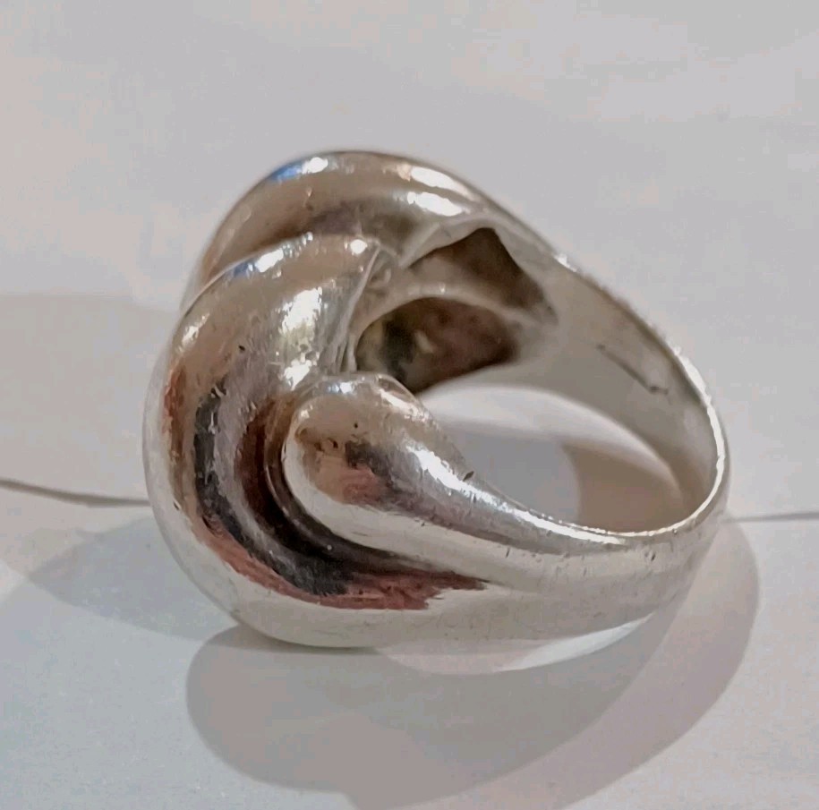 Sterling Silver MCM Modernist Puffy Wave Ring Size 6.75 Retro Heavy 10.7 Grms