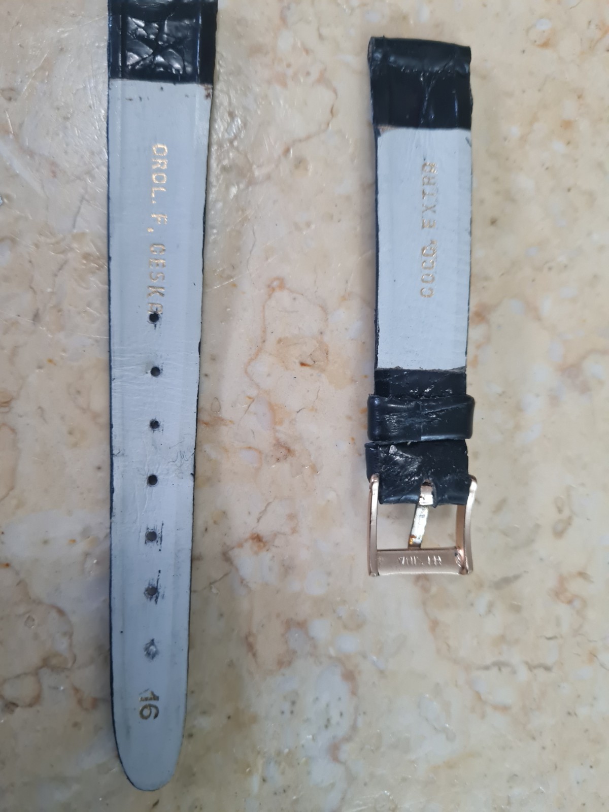 1 REAL CROCODILE SKIN STRAP 16mm. Vintage Genuine Leather Watch