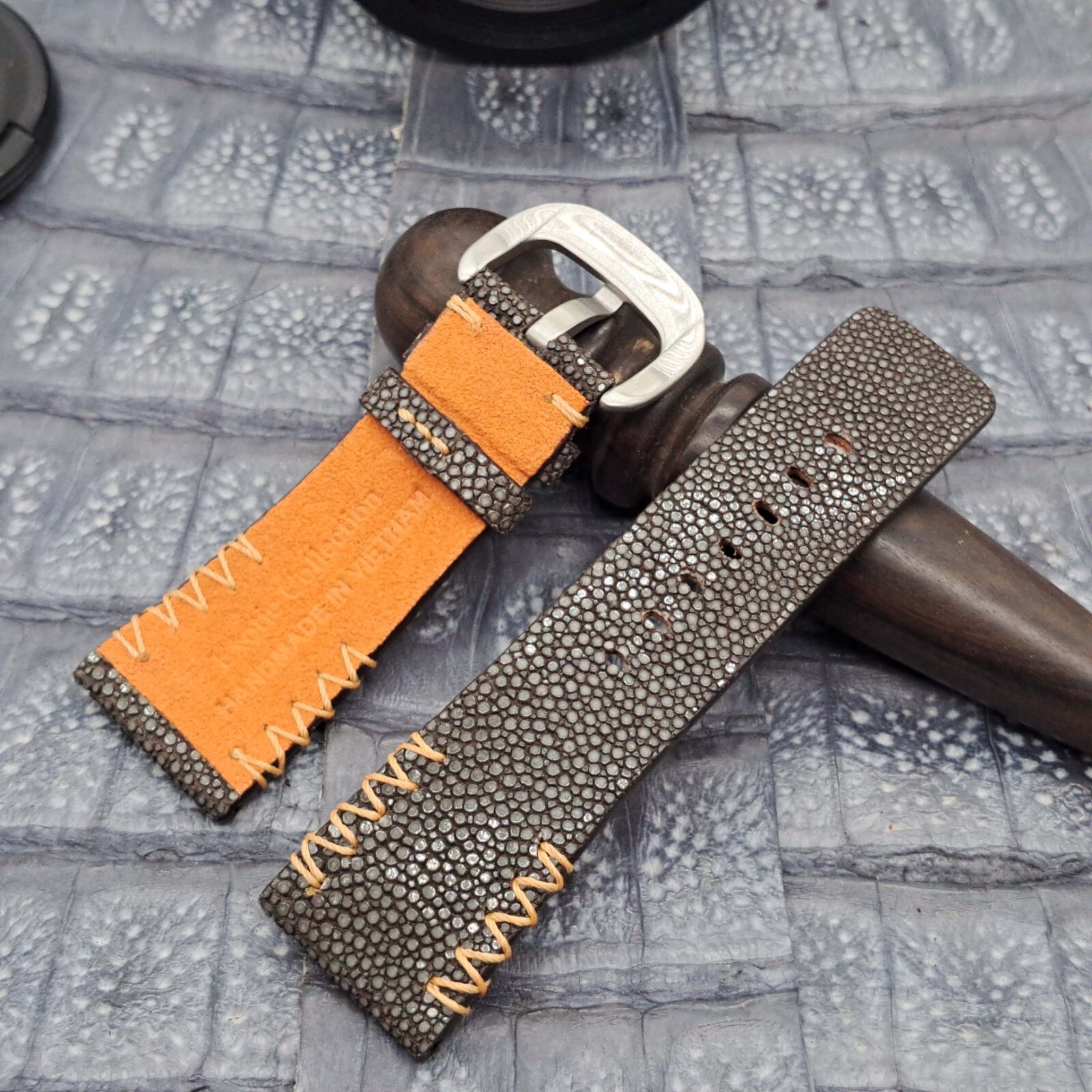 28mm/24mm Stingray Leather Watch Band Bespoke Exotic Leather Minimalist Design