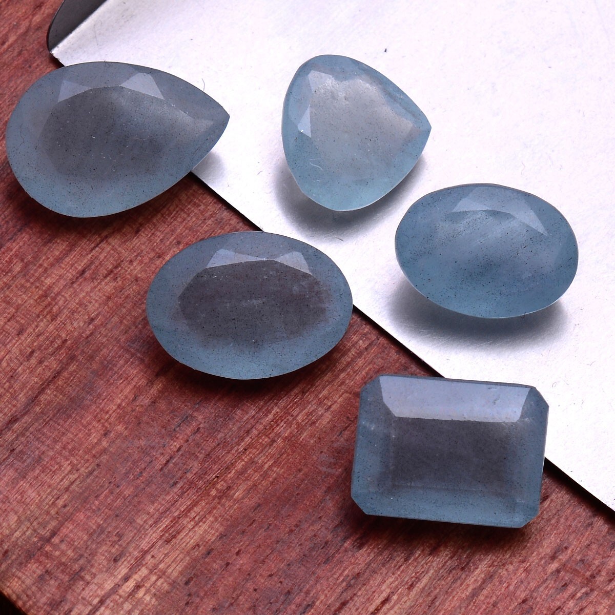 5 Pcs Natural Aquamarine Top Quality Faceted Cut 11mm-16mm Loose Gemstones Lot