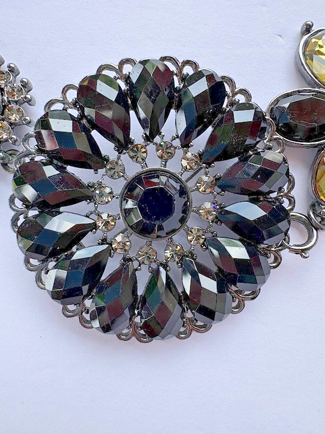 Vintage Premier Designs Crochet Black Pendant Necklace Brooch RETIRED
