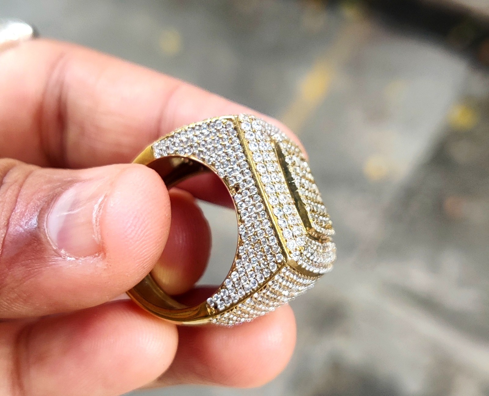 2.50Ct Lab-Created Diamond Cluster Men’s Engagement Ring 14K Yellow Gold Plated