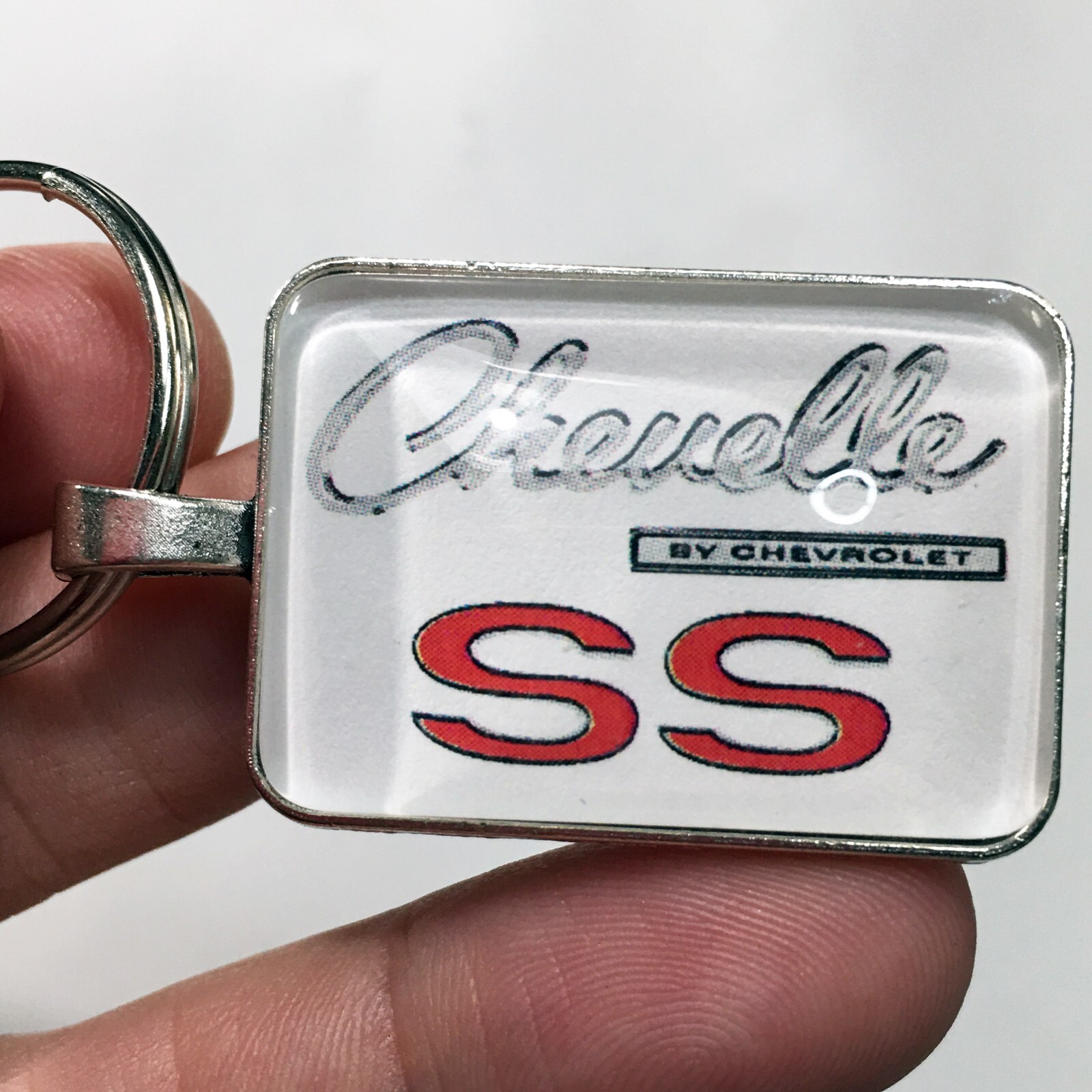 Vintage Chevrolet Chevelle SS Chrome Badge Emblem Logo Keychain