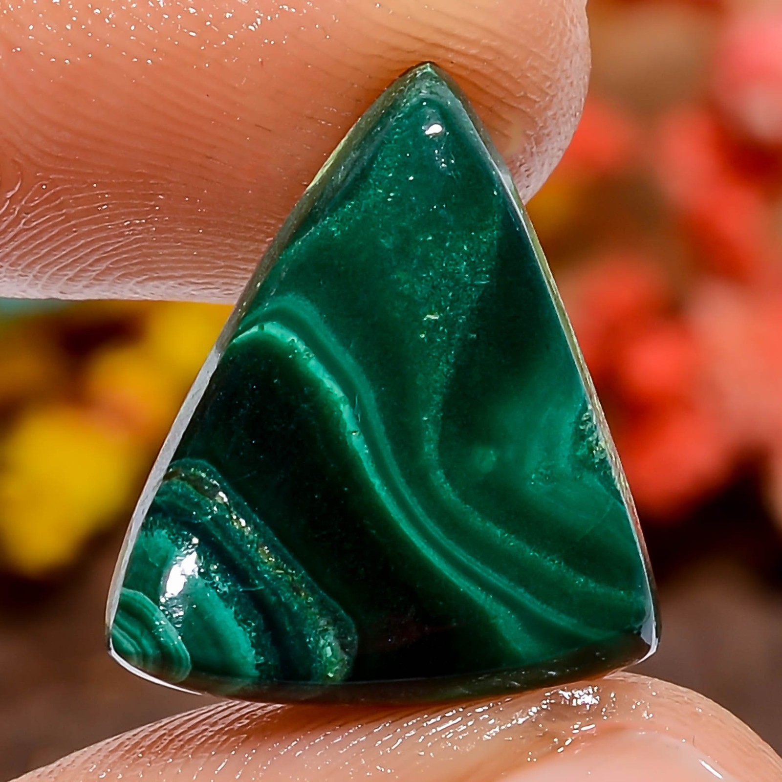 Green Malachite Triangle 12Ct 17X13X3mm Natural Loose Gemstone Gift Africa