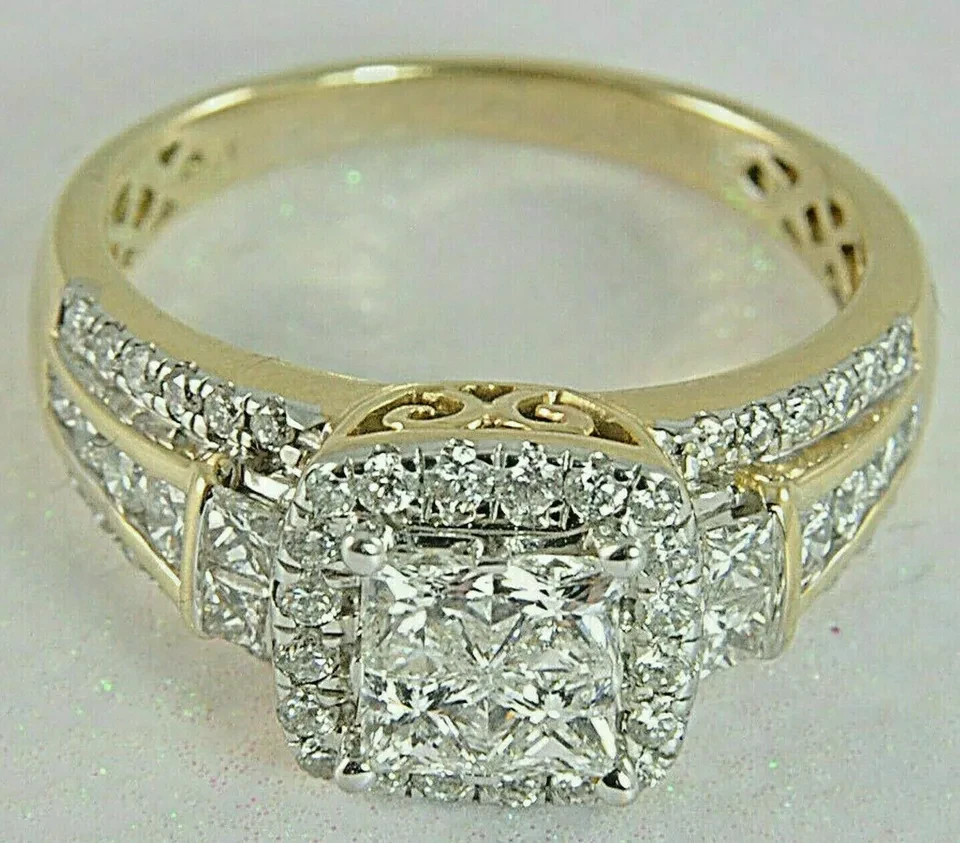 3Ct Lab Created Diamond Engagement Ring Solid 14K Yellow Gold Finish