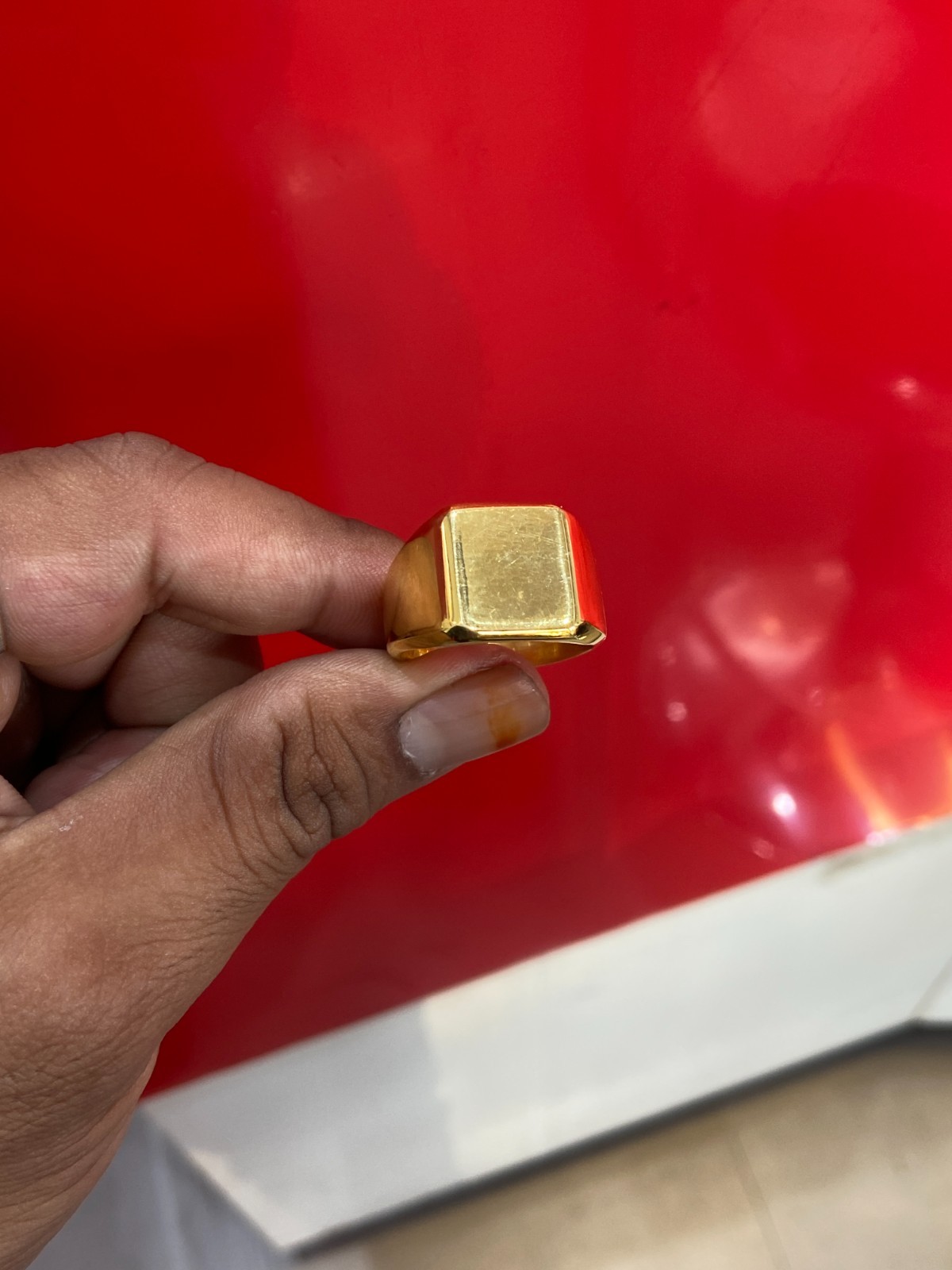 18K Gold Plated Signet Ring 925 Sterling Silver Square Face Men’s Band 4US-15US