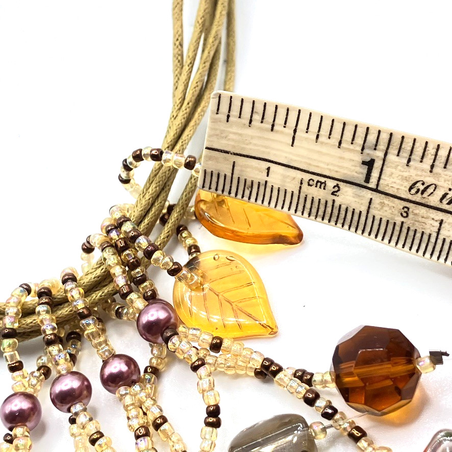Glass dangle pendant necklace 46cm adjustable multi strand cord Boho vintage