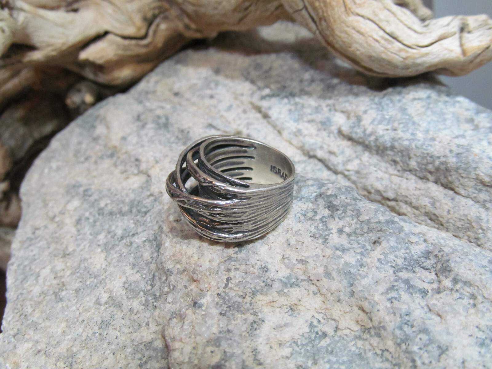 PZ PAZ Creations 925 Sterling Silver Bypass Tree Branches Ring 8.1g 5.75s ISRAEL