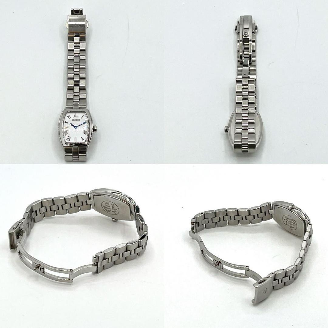 Seiko Credor Signo 5A70-0AE0 Aqua Quartz Watch White Blue Hands Japan 0715576
